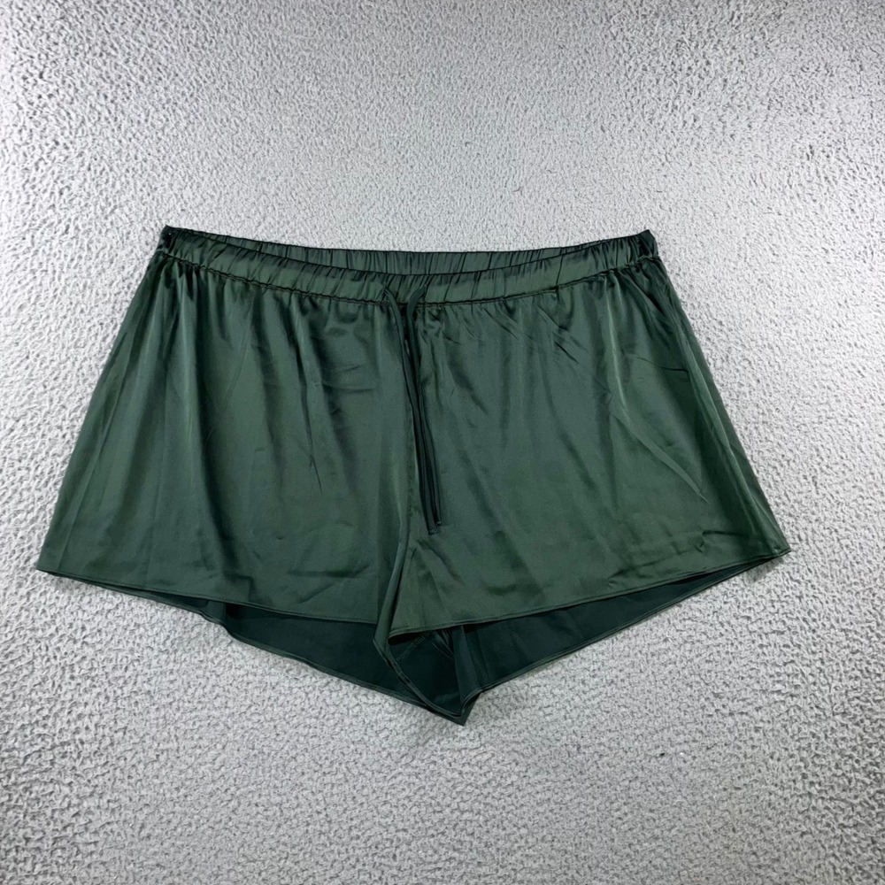 Old Navy Satin Pajama Shorts Womens XXL Green Minimalist Drawstring Sleepwear